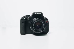 Black camera on white