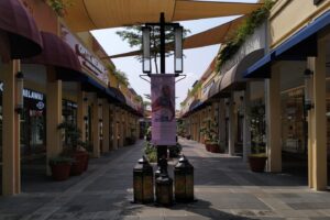 a city street with a canopy over the street